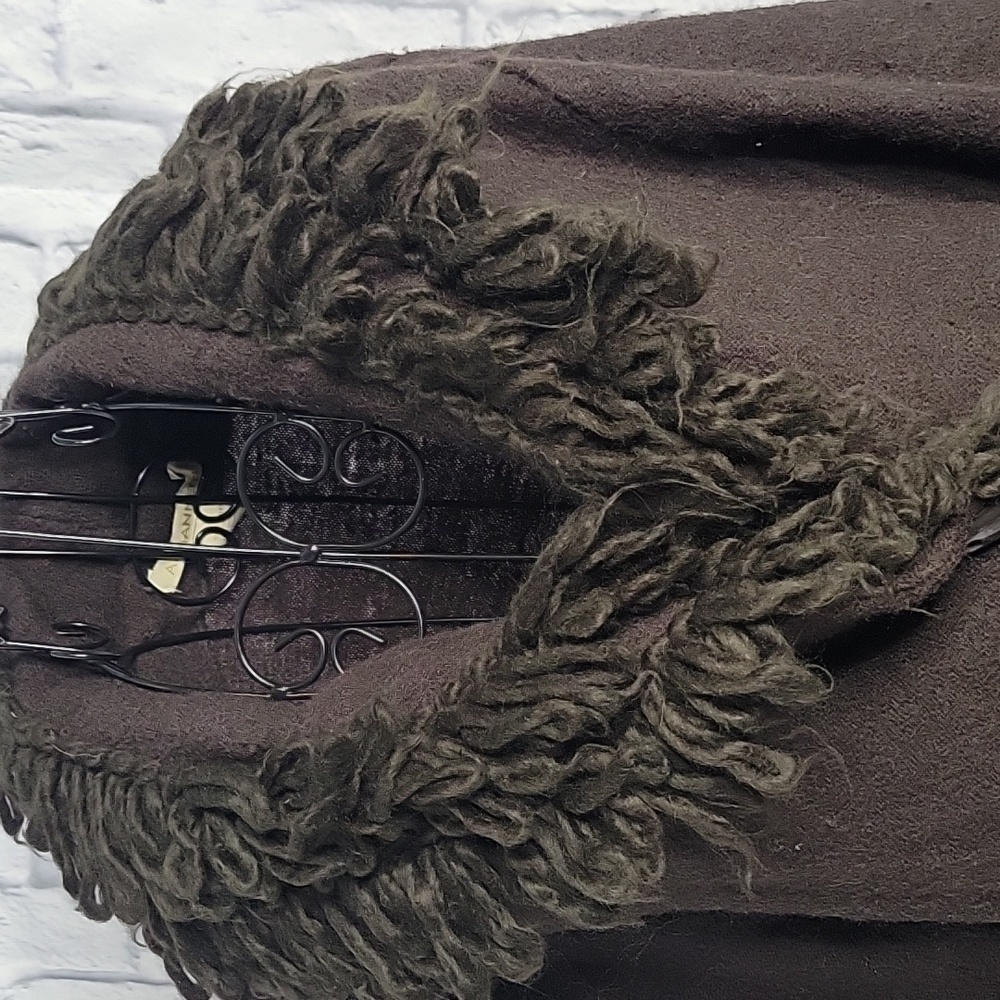 A GIANNETTI Wool Brown Looped Tassels Button Front Women's Jacket Large - Picture 2 of 7